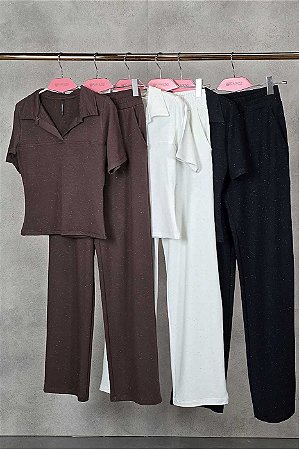 Conjunto Botone calça e blusa manga curta