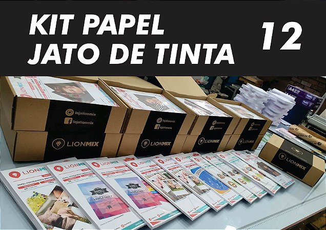 BOX - KIT PAPÉIS E ADESIVOS PARA JATO DE TINTA COM 12 PACOTES