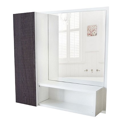 Armário MDF para banheiro com espelho, nicho, porta colorida, espelheira - Ameixa negra