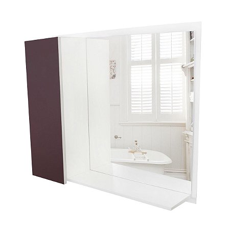Armário MDF para banheiro com espelho, prateleira, porta colorida - Trufa