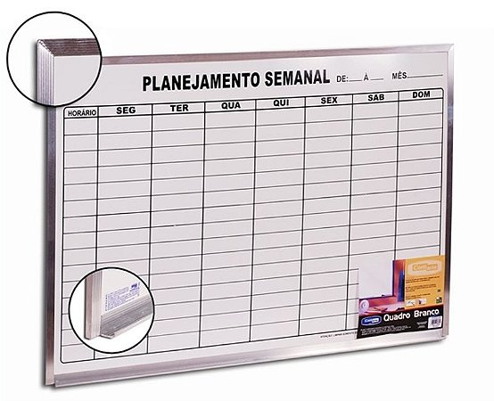 Quadro Branco 90x60 Planejamento Semanal