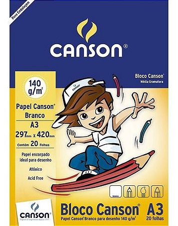 Bloco Papel Canson A3 C/ 20 Folhas Branco