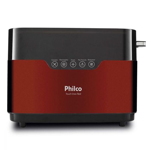 Torradeira Philco Touch com 7 Níveis de Tostagem PTR03 Inox e Vermelho - 220V