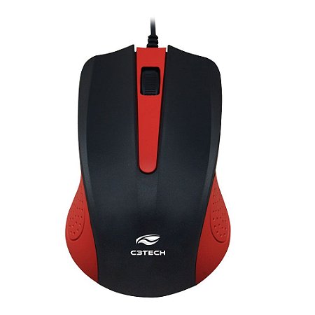 Mouse Óptico Com Fio e 3 Botões USB 1000Dpi Vermelho - MS-20RD 302021060301 - C3Tech