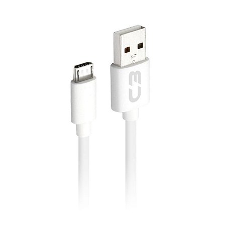 Cabo USB x Micro USB 2 Metros 2A Branco - CB-M20WHX - C3Plus