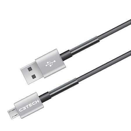Cabo USB x Micro USB 1,5 Metros 2,4A Cinza - CB-1000GY - C3Tech
