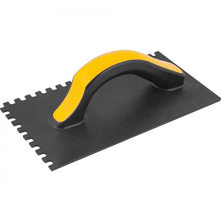 Desempenadeira Plástica Dentada 140x270mm Preta com Amarelo - 33.28.271.440 - Vonder