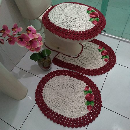 Tapete Banheiro - Artes Crochê, jogo de cozinha de crochê 5 peças preço -  thirstymag.com