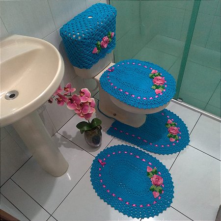 Jogo banheiro croche 4 peças - Artes Crochê