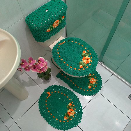Jogo banheiro croche 4 peças - Artes Crochê