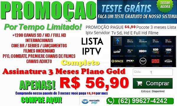 PROMOÇÃO PAGUE 56,90,00 Pocote 3 meses Lista Iptv  Tv Sd, Hd E Full Hd Filme