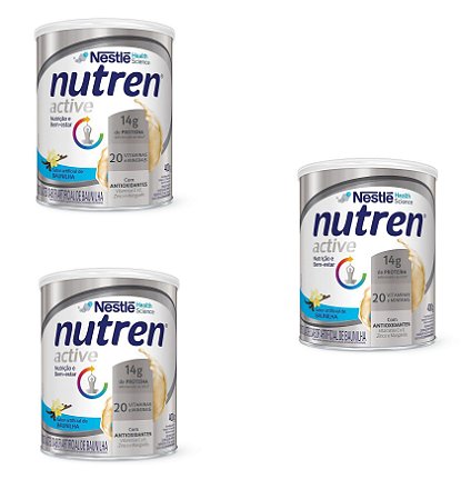 Nutren Active Baunilha 400g - Nestlé - Kit Promocional com 03 latas