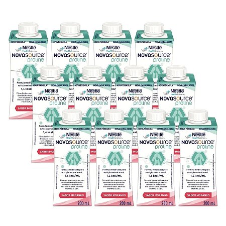 Novasource Proline Morango 200ml - Nestlé - Kit promocional com 12 unidades
