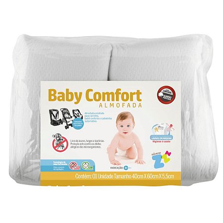 Almofada bebê conforto látex lavável 58x38 Branco Fibrasca