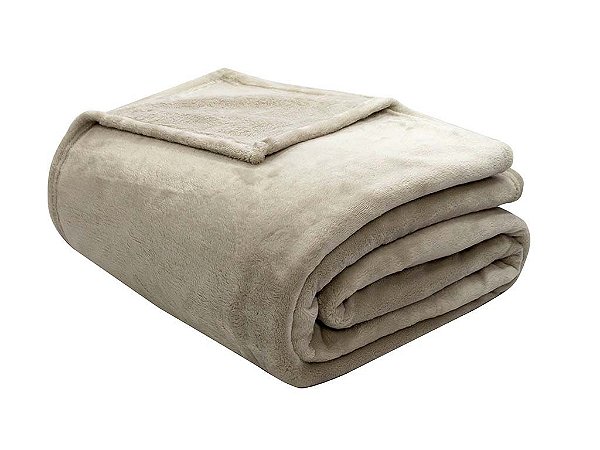 Cobertor Manta Casal Veludo Bege Neo Essencial 180x220cm 300grms Camesa