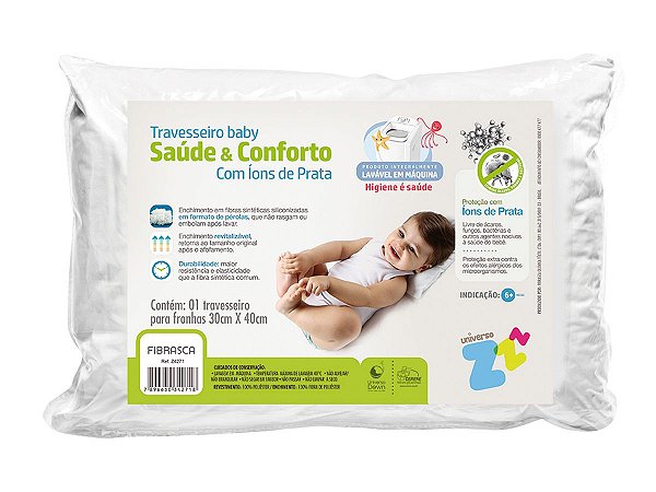 Travesseiro íons de Prata Baby Lavável 30x40 Fibrasca