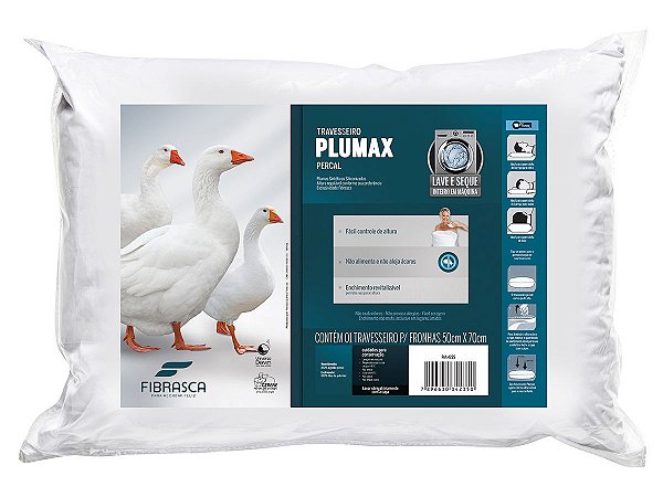 Travesseiro Plumax Percal Integralmente Lavável p/fronhas 50x70 Fibrasca