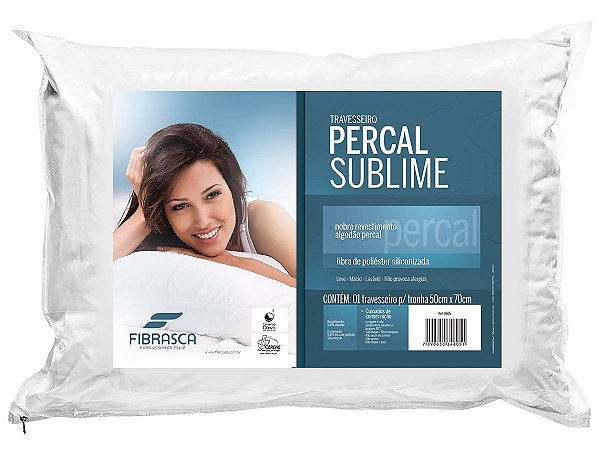 Travesseiro de Hotel Percal Sublime 180 fios Fibra Siliconizada 50x70cm Fibrasca