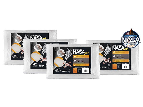 Kit 4 Travesseiros Nasa Plus Alto Fibrasca 50x70cm