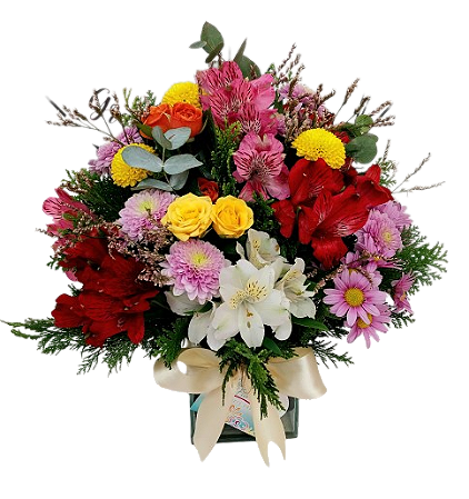 Flores mistas no vidro