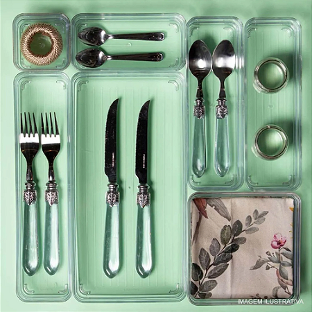 Kit Organizador Gavetas 7 Pçs Diamond Paramount Modular Acrílico Cozinha Quarto Escritório Banheiro