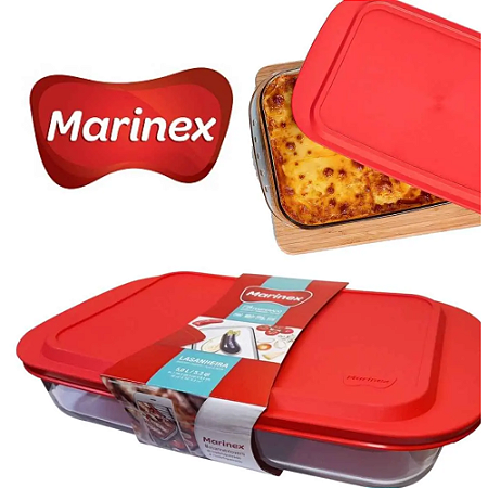 Forma Assadeira Retangular Marinex Nadir Com Tampa 05 Litros
