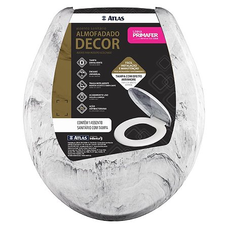 Assento Vaso Sanitário Almofadado Branco Marmorizado