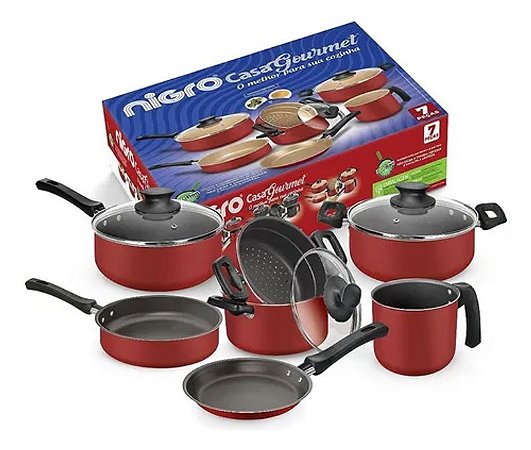 CONJUNTO PANELAS CASA GOURMET 7PC GRAFITE TAMPA  VIDRO 025367