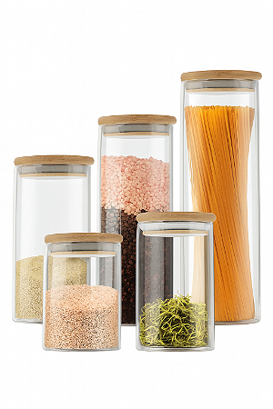 CONJUNTO PORTA MANTIMENTO VIDRO LINHA ISTAMBUL 5 PCS BAM042