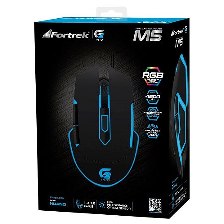 Mouse Gamer PRO M5 4800DPI RGB Preto FORTREK