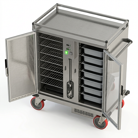 Carro Térmico Refrigerado e Aquecido para Transporte de Alimentos Profissional