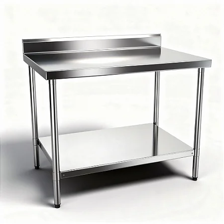 Mesa Lisa de Encosto (Aço Inox sem Prateleira)