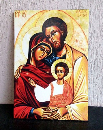 Ícone Sagrada Família mantos marrom e amarelo - São José ancião