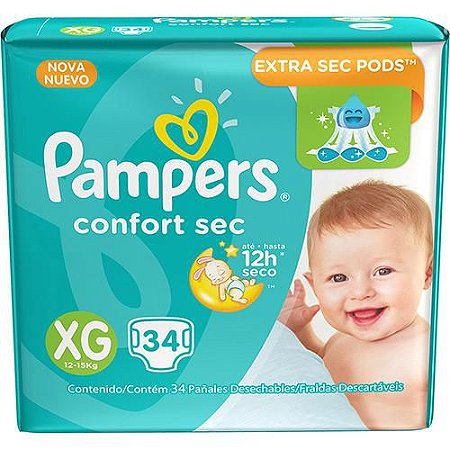 Fralda Pampers Confort Sec Mega Tam XG - 34 Unidades