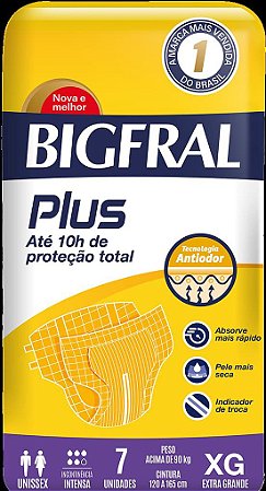 Fraldas Geriátricas Bigfarl Plus Adulto Extra Grande Com 7 Unidades