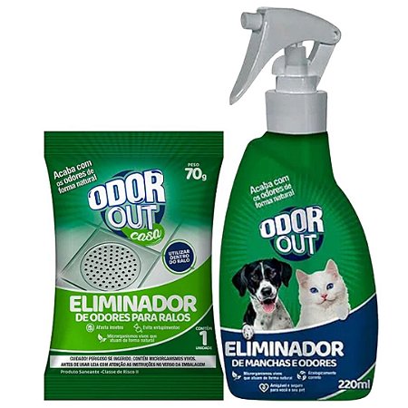 Kit Pastilha Eliminadora de Odor + Spray Eliminador de Odor e Mancha - OdorOUT