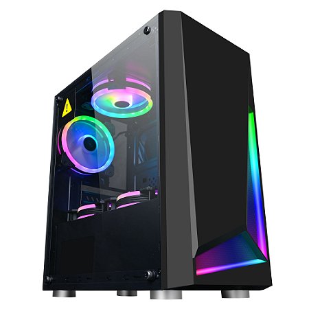 Gabinete Gamer Bluecase Bg-039, Sem Fonte, Sem Fan, Led Rgb, Usb 3.0, Preto