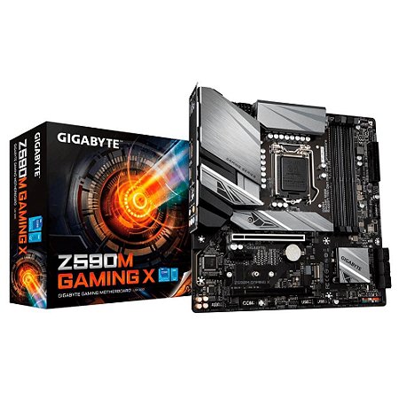 Placa Mãe 1200 10ª, 11ª Geração Gigabyte Z590M Gaming X, Ddr4 128Gb, M2/Nvme, Displayport, Hdmi