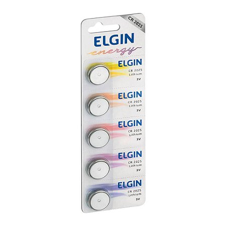 Bateria Elgin Litio, Cr2025 3V, Cartela C/5 Unidades