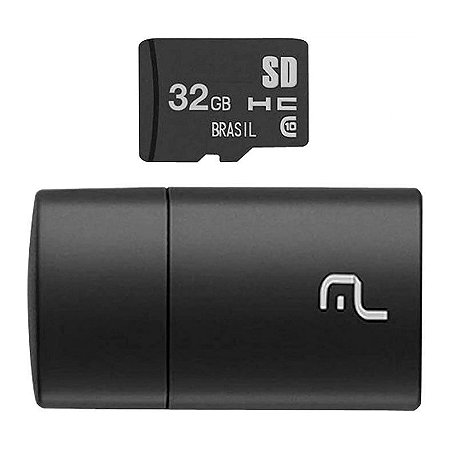 Pen Drive 32 Gb Multilaser 2 Em 1, MicroSd Classe 10 + Leitor Usb, Mc163, Usb 2.0, Preto