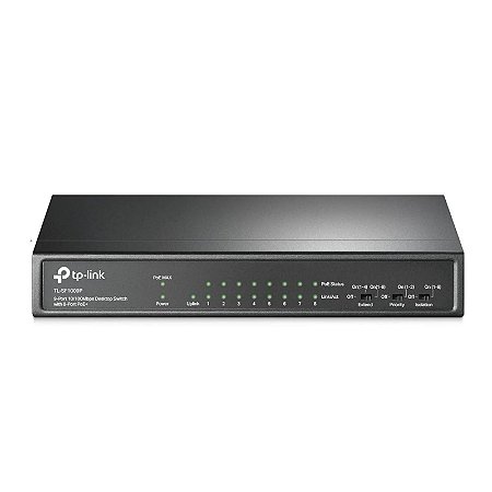 Switch 09 Portas Tp-Link Tl-Sf1009P, Fast Ethernet, 10/100Mbps, Poe, Case Metal