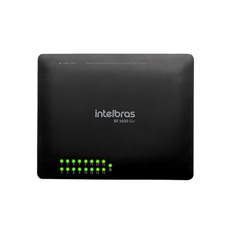 Switch 16 Portas Intelbras Sf 1600 Q+, 10/100 Mbps, Fast, Poe