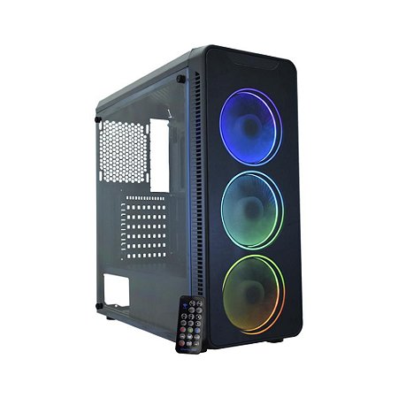 Gabinete Gamer Kmex Cg-A2G8 Infinity Streamer III, Lateral Full Acrilico, 3 Fans Rgb, Sem Fonte