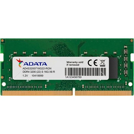 Memória Notebook Ddr4 16Gb/3200 Mhz Adata, 1.2V, Ad4S320016G22-Sgn