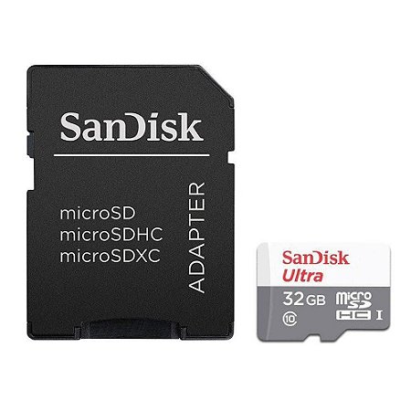 Cartão de Memória 32 GB Sandisk Ultra, MicroSD, Classe 10, com Adaptador, Sdsqunr-032G-Gn3Ma