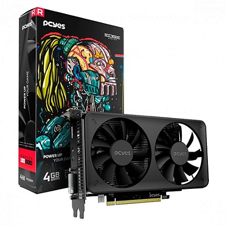 Placa De Vídeo Amd Radeon Ddr5 04Gb/128 Bits Rx550 Pcyes Edge, 2 Fans, Dp, Hdmi, Dvi, Pvex5504Gbdf, Preta