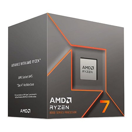 Processador Am5 Amd Ryzen 7 8700F, 4.1 Ghz, Max Turbo 5.0 Ghz, 024 Mb Cache, Sem Vídeo Integrado, Com Cooler