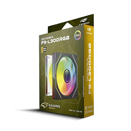 Cooler Fan Rgb C3Tech F9-L300Whrgb, Conector Molex, Led, 120X120X25 Mm, Branco