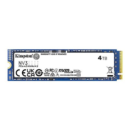 Ssd Nvme 4 Tb Kingston Nv3 Snv3S/4000G, 4.0, Lê: 6.000 Mb/S, Grava: 5.000 Mb/S, Tlg4000