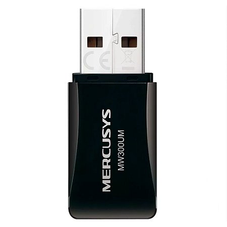 Adaptador Sem Fio Mercusys Mw300Um, Wireless, Single Band 2.4 Ghz, 300 Mb/S, Mini, Usb